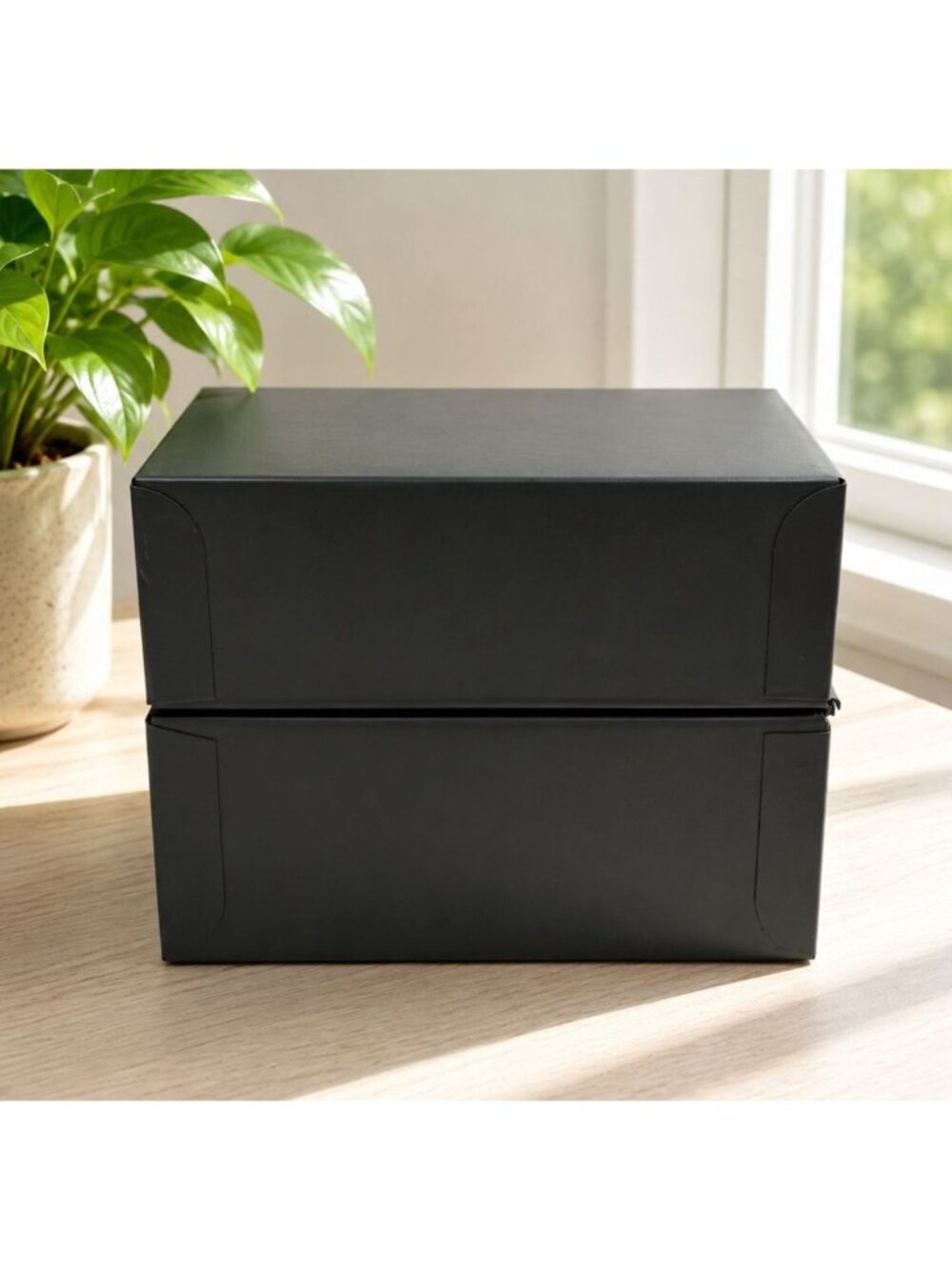 Vintage Murphy Stationary Co. Black Metal Index File Box With Dividers & Cards M